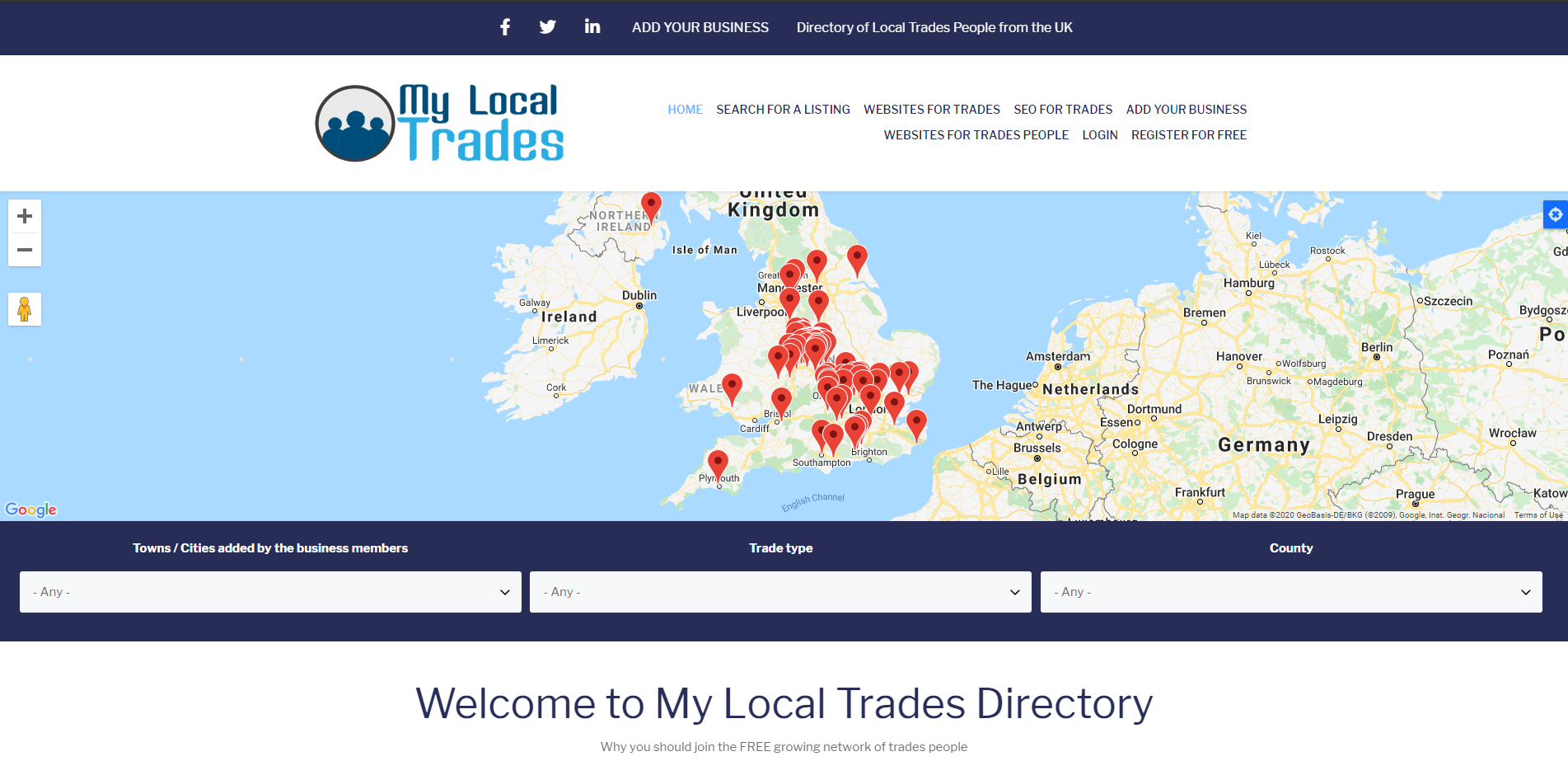 Trades person business listings directory